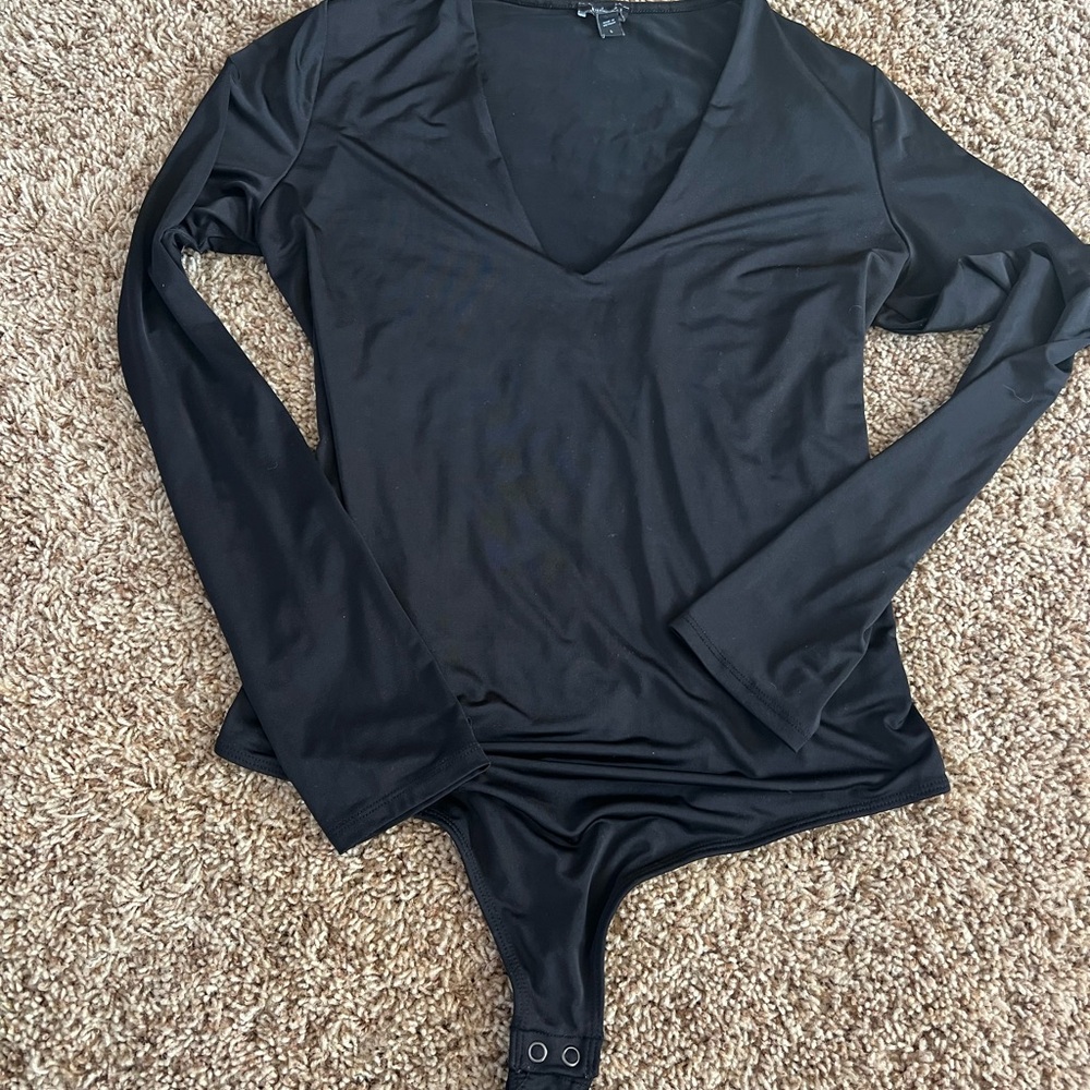 Express Black Long Sleeve V-Neck Bodysuit